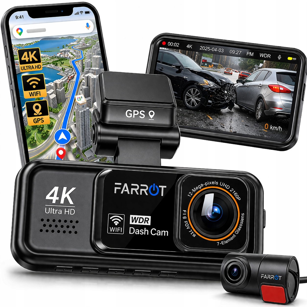 FARROT A8 — wideorejestrator przód i tył